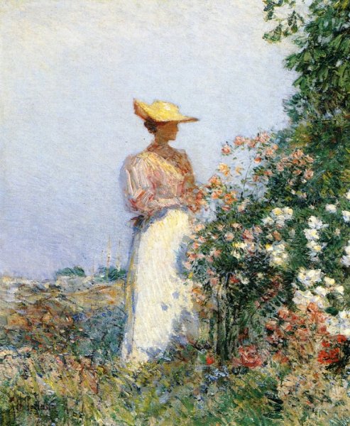 Lady in Flower Garden